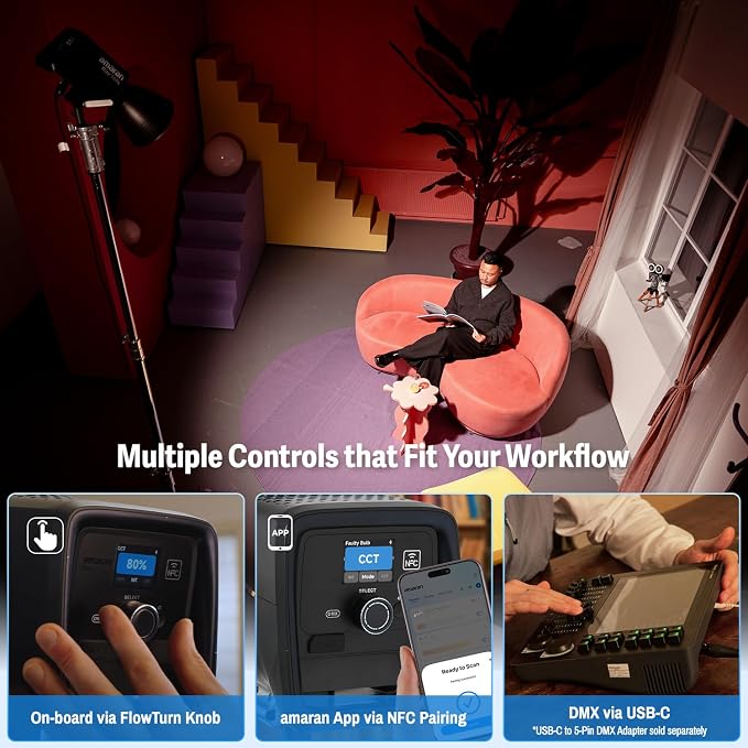 amaran Ray 360c 360W RGB LED Video Light APP/DMX Control 12 Effects, COB - Image 5