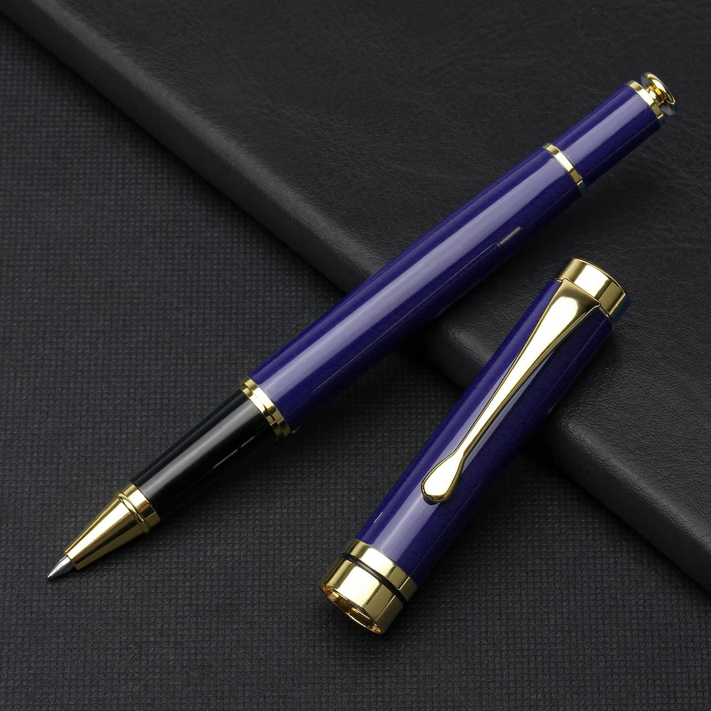 YIVONKA Luxury Ballpoint Pens Best Ball Pen Gift Set for Men & Women Professional Executive Office Nice BallPens Classy Gift Box Ballpoint Black Refill Line width 0.5mm (2 blue)