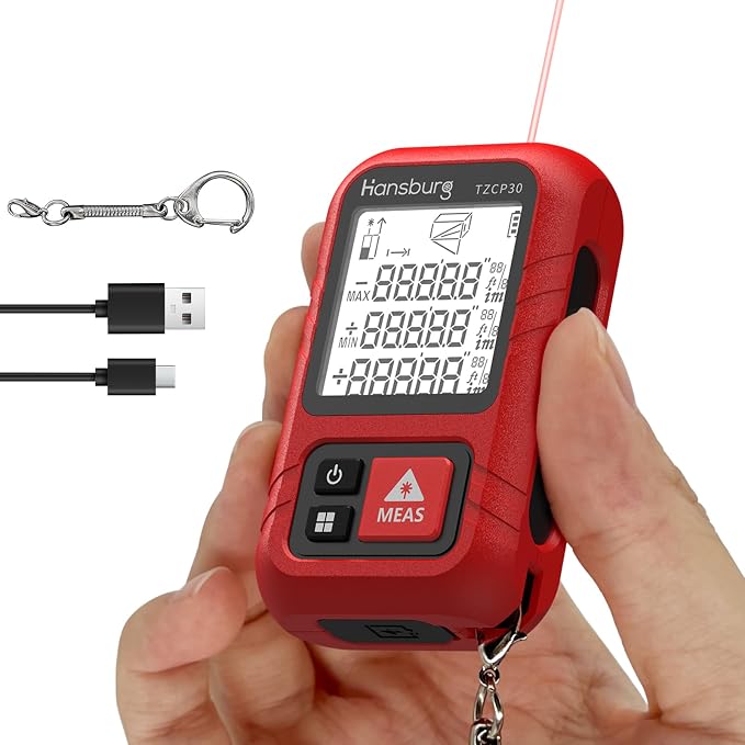 Hansburg Laser Measurement Tool 98 Ft / 30m 8-in-1 Modes Digital Laser Tape by Hansburg