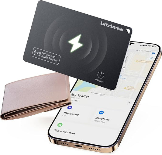 Ultrbeka Ultra-Thin Wallet Tracker Card, Rechargeable 0.094in IP68 Waterproof by Ultrbeka