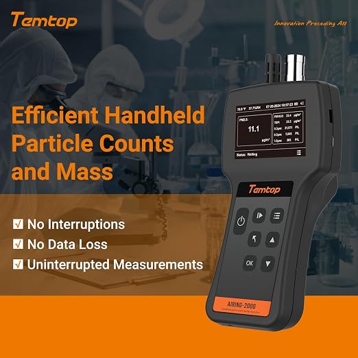 Temtop Handheld Particle Counter 0.3µm, 1.0µm Particulate Monitor PM2.5 - Image 9