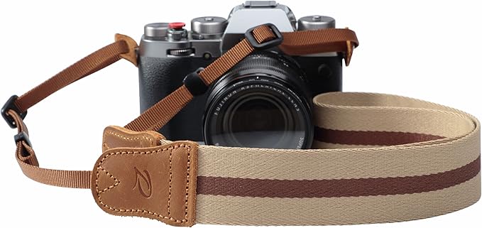 Padwa Lifestyle Beige Brown Stripe Camera Strap by PadwaLifestyleCameraStrap