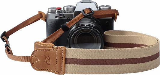 Padwa Lifestyle Beige Brown Stripe Camera Strap by PadwaLifestyleCameraStrap