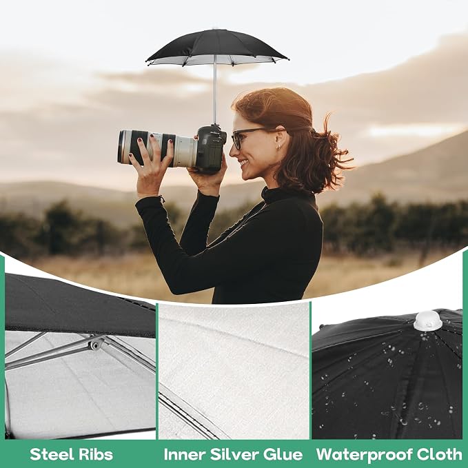 PATIKIL Camera Umbrella, 10.6 Inch Sunshade Camera Hot Shoe Umbrella Rain Cover - Image 5