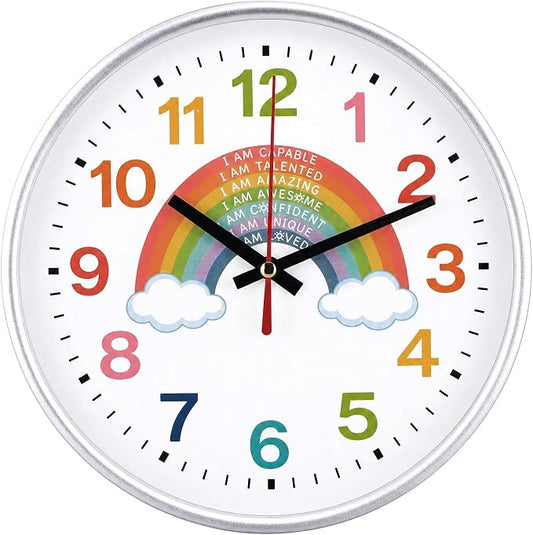 Gerrii Rainbow Wall Clock 8 Inch Learning Teaching Time Colorful Clock Silent by Gerrii