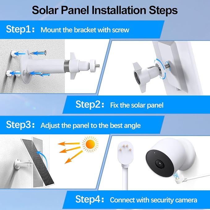 Solar Panel for Google Nest Camera, Upgraded Solar Power Charger for Google - Image 6