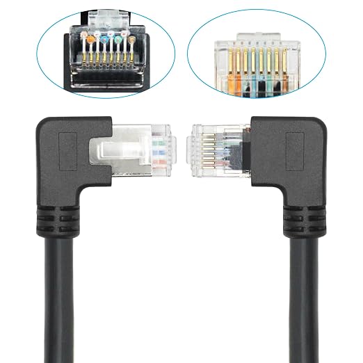 2Pcs 90 Degree Cat6 Ethernet Extension Cable 1FT, Left Angle RJ45 Male to - Image 5