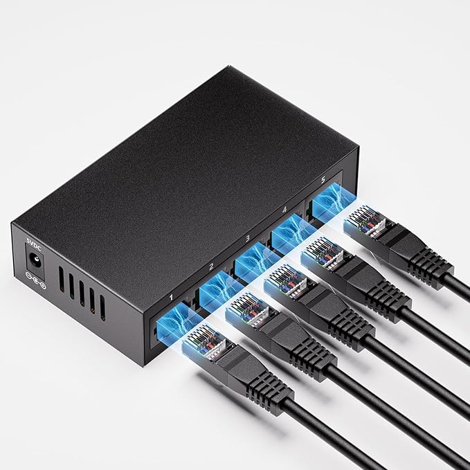 5-Port Gigabit Ethernet Switch, Unmanaged Home Network Switch Hub, Ethernet by Electronics%E2%80%BAComputersAccess