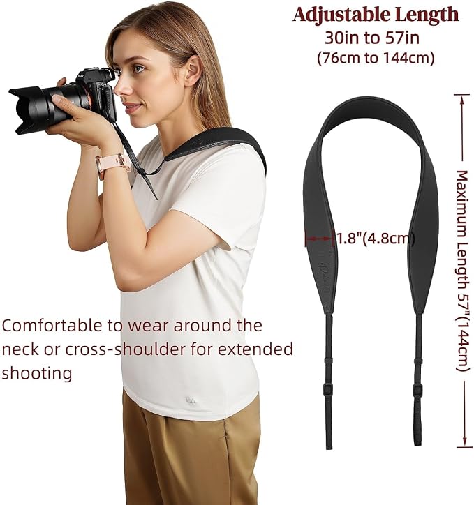 1.8”Wide Camera Strap, Fashionable PU Leather Camera Strap - Image 4