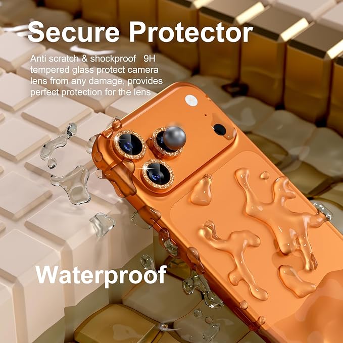 Misea Compatible for iPhone 17 Pro/iPhone 17 Pro Max Camera Lens Protector Bling - Image 3