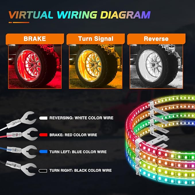 Nilight 4PCS 17.5inch Double Row Wheel Ring Lights Dream Color - Image 3