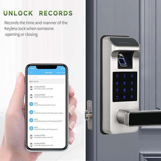 Smart Door Lock, Heavy Duty 5 in 1 Keyless Entry Door Lock, Full App Control - Image 5