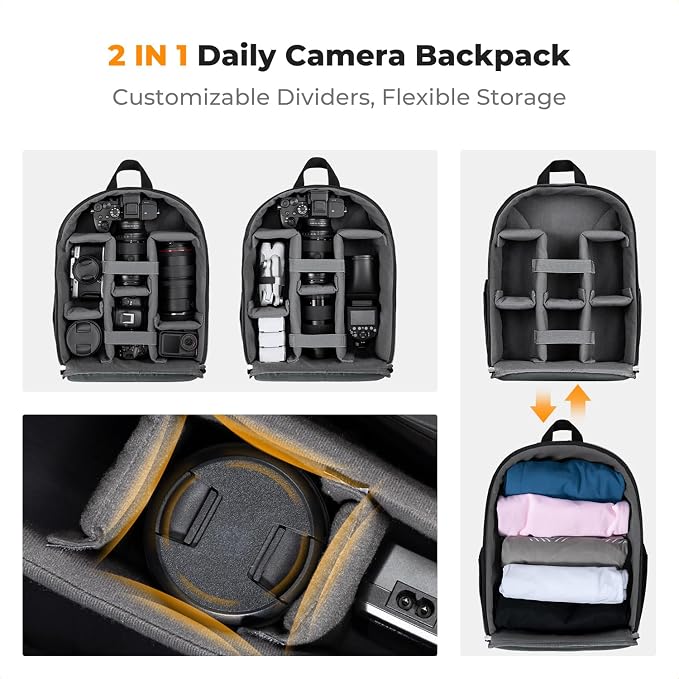 K&F CONCEPT Lightweight Camera Backpack Bag, Professional Photography Bag - Image 4