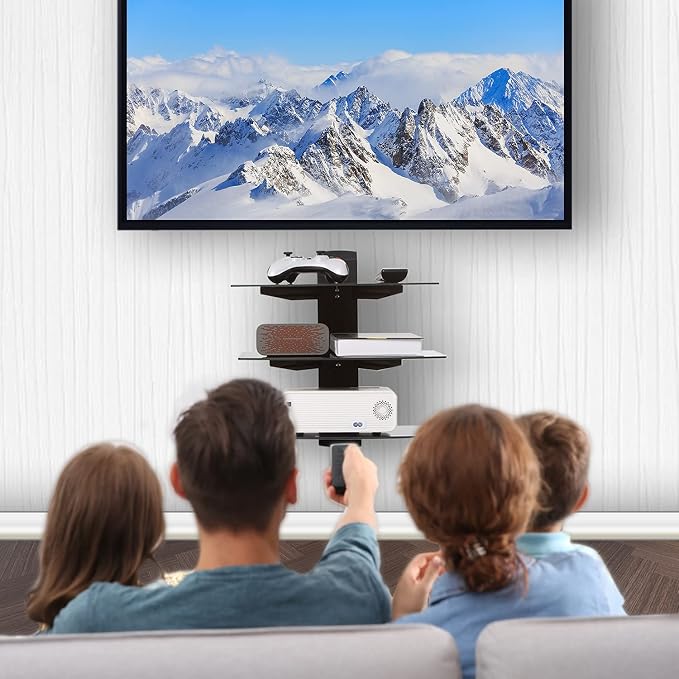 WALI Floating TV Shelf, 3 Tier Glass Projector Shelf - Image 2