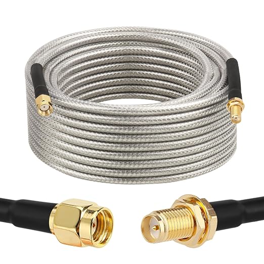 RP-SMA Male to RP-SMA Female Bulkhead Cable 35FT, RG58 Coaxial Cable by XRDS-RF