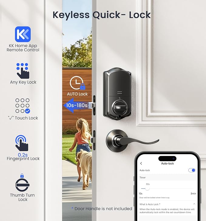 Veise VE017G Wi-Fi Keyless Entry Door Lock, App Remote & Voice Control - Image 8