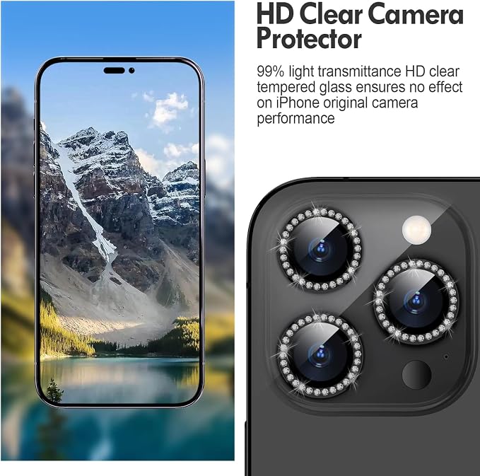 for iPhone 14 Pro/14 Pro Max Camera Lens Protector Bling, 9H Hardness - Image 4