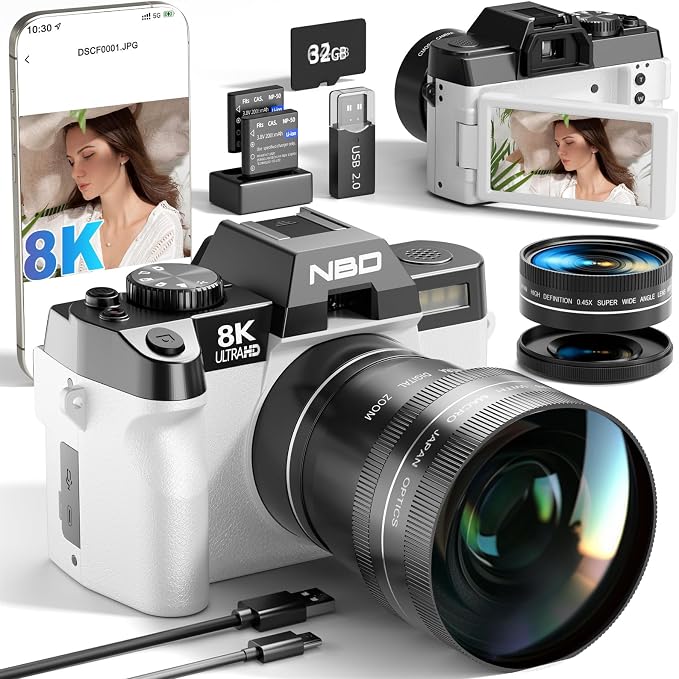 NBD 8K Digital Cameras for Photography, 64MP Camara Fotograficas, Travel by NBDOfficialFlagship