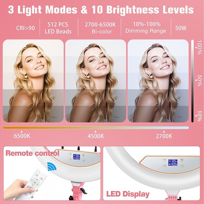 Ring Light with Stand 22inch Kit: Professional Ring Light Overhead Tripod - Image 3