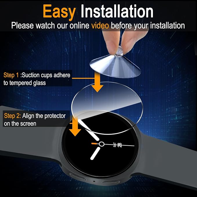 SiHPuoy 4 Pack for Samsung Galaxy Watch 8 Screen Protector 44mm Tempered Glass - Image 7