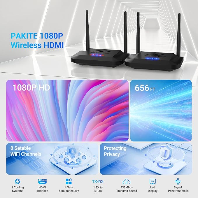 Wireless HDMI Transmitter and Receiver 4K Decoding 1080P 60HZ, 656 FT, HDMI - Image 7