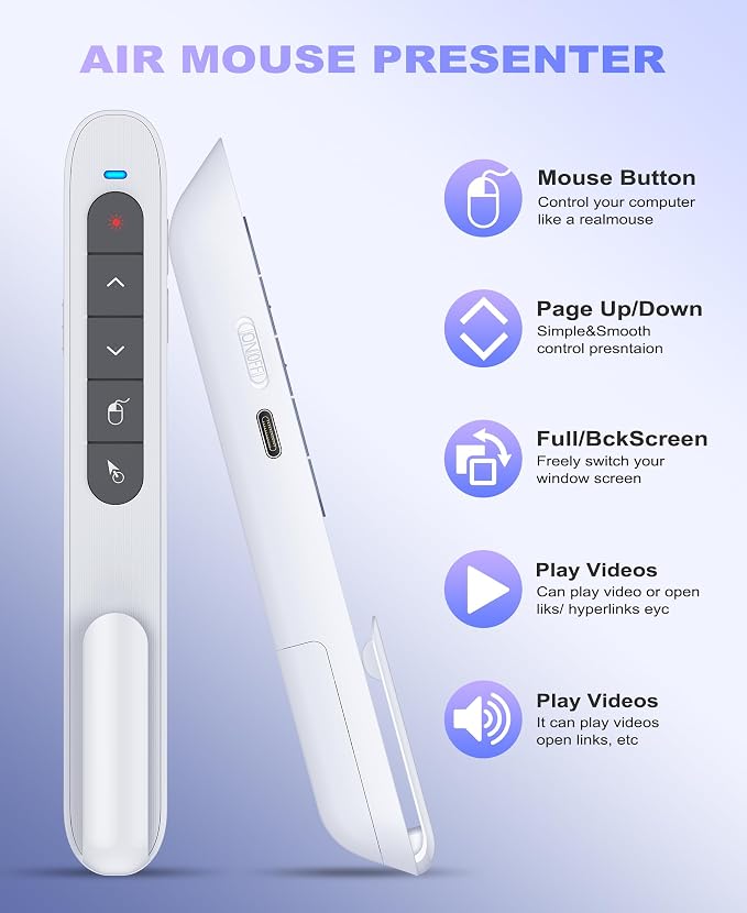 2 in 1 USB Type C Wireless Rechargeable Presenter Remote - Image 5