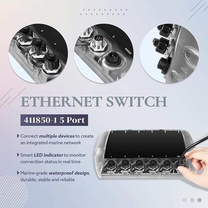 5 Port Ethernet Switch Replace for Humminbird 411850-1 AS ETH 5PGL, Marine - Image 7