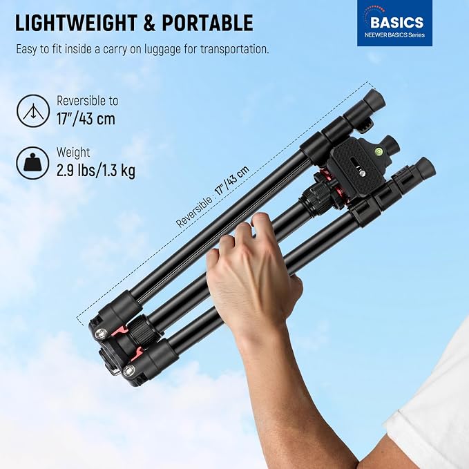 NEEWER Basics Travel Tripod for Camera, Ball Head, Arca Type QR Plate, Cell - Image 2