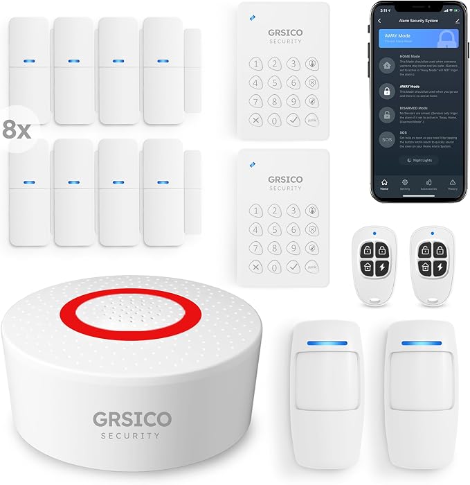 Wireless Home Alarm System 15-Piece Kit, WiFi Alarm System by GRSICODirect