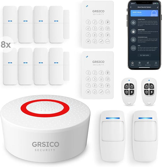 Wireless Home Alarm System 15-Piece Kit, WiFi Alarm System by GRSICODirect