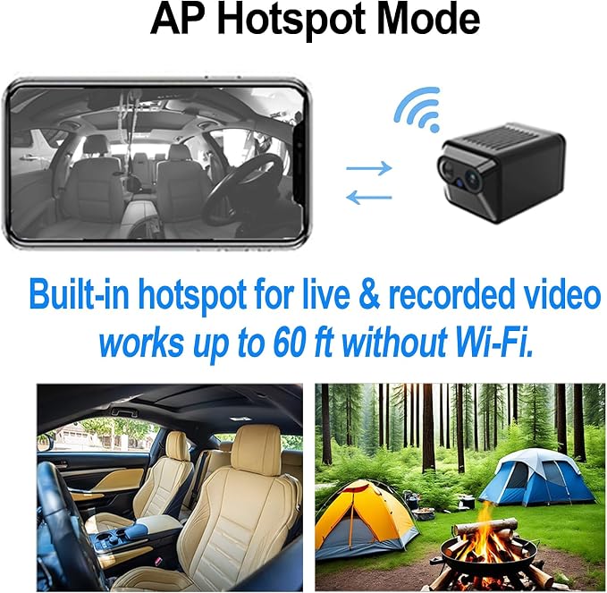 2K Mini Security Camera with Built-in Hotspot and Magnetic Mount, Long Battery - Image 7
