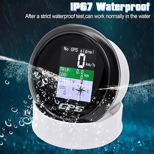 GPS Speedometer 3-3/8" 85mm Boat GPS Speedometer Odometer Waterproof White - Image 5