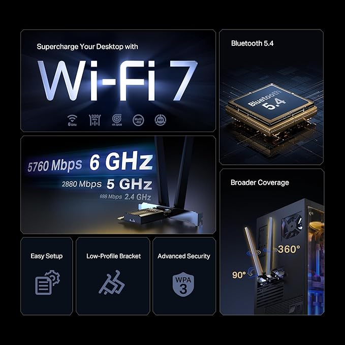TP-Link WiFi 7 BE9300 PCIe WiFi Card - Image 2