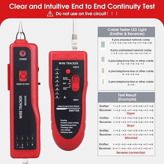 Cable Tracer Ethernet Network Cable Tester RJ45 RJ11 - Image 5