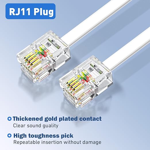 Phone Extension Cord 25 Ft 2pcs, Telephone Cable - Image 2
