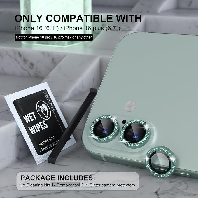 Choiche Compatible for iPhone 16 /iPhone 16 Plus Camera Lens Protector Bling - Image 2