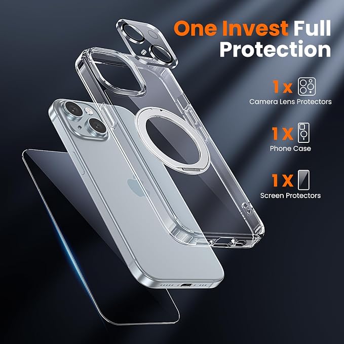 toushion 3 in 1 for iPhone 15 Plus Case Stand |Build in Kickstand, Screen - Image 2