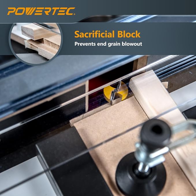 POWERTEC 72032 Deluxe Router Table Fence System 3-3/8" Tall 24" Long and Rail - Image 5