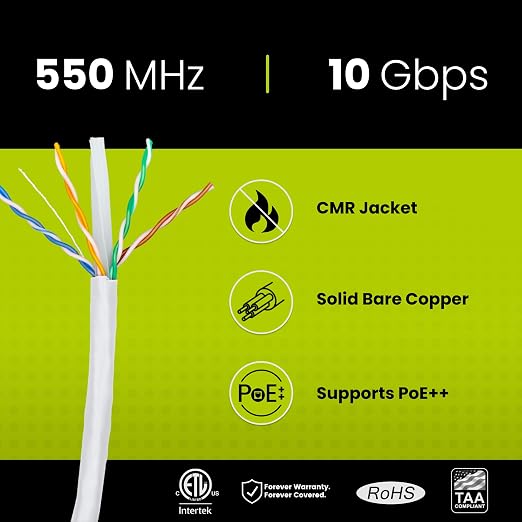 trueCABLE Cat6 Riser, 23AWG 4 Pair Solid Bare Copper, ETL Listed, Unshielded - Image 2