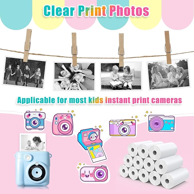 25 Rolls Instant Print Camera for Kids Refill Print Paper - Image 3
