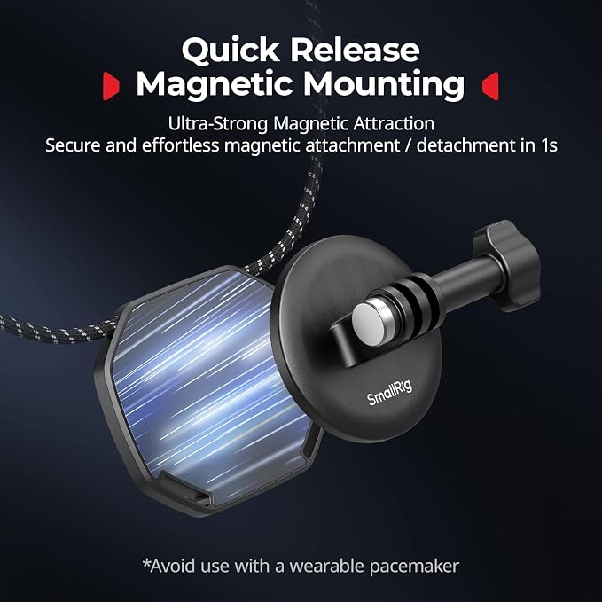 SMALLRIG Magnetic Neck Mount for Action Cameras, Quick Release Chest Mount - Image 3