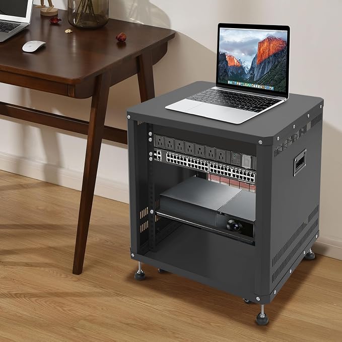 12U Stereo & Studio Rack with Wheels, Open Frame Audio Rack Cabinet, Rolling - Image 2