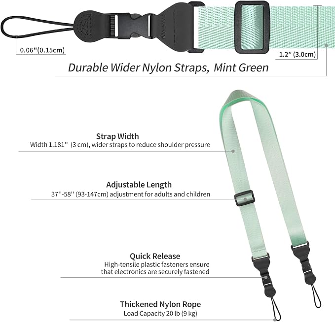 FIEIL 5 Pack Nylon iPad Strap, Adjustable Camera Neck Strap, Comfortable - Image 6