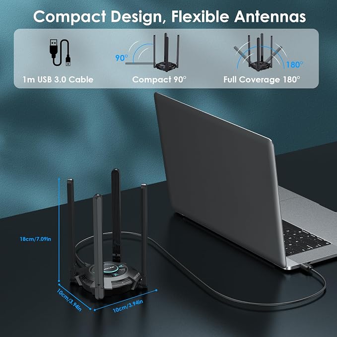 USB WiFi Adapter for Desktop PC, WAVLINK Tri-Band BE6500 WiFi 7 Adapter - Image 8