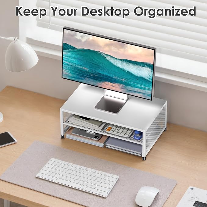 ECOLOVI 2-Tier Computer Monitor Stand Riser, Desk Organizer - Image 7