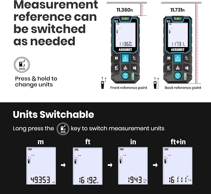 ACEGMET Laser Measure, 229ft/70m Laser Measurement Tool, S9 Room Laser - Image 5