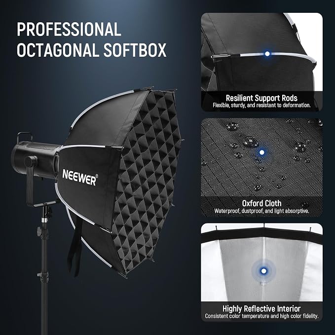 NEEWER 25.6'' Octagonal Softbox, Quick Release Parabolic Soft Box - Image 3
