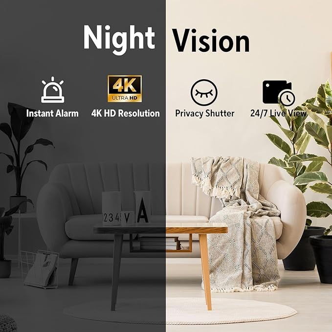 Hidden Camera with Alarm Clock & Bluetooth, Ultra 4K HD Wireless Indoor Camera - Image 5