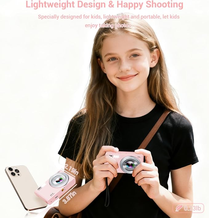 Digital Camera, Upgraded FHD 4K Pink Digital Camera - Image 8