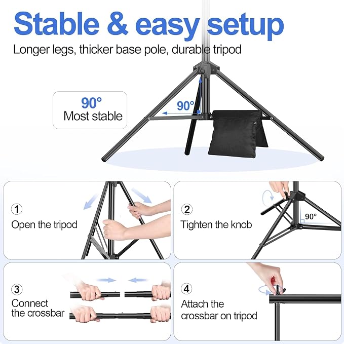 EMART Backdrop Stand 10x7.8ft Photo Studio Adjustable Background Stand Support - Image 4